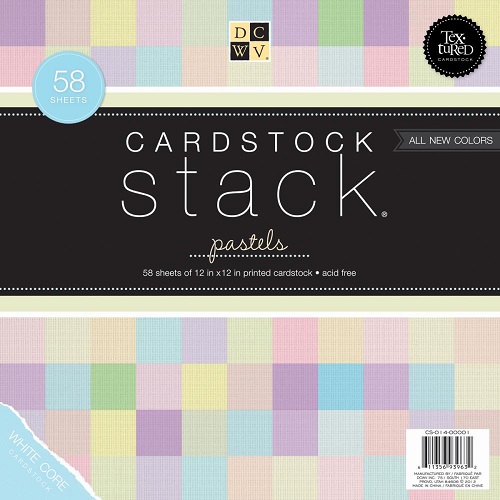 DCWV Cardstock Stack Textured Pastels 12" x 12" - 58 sheets.