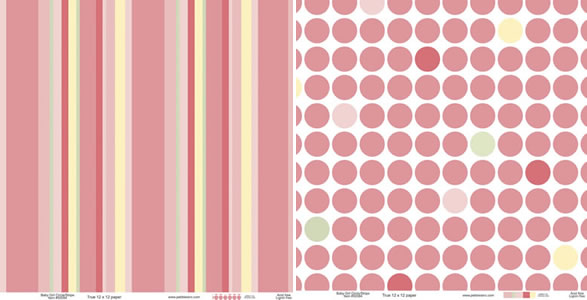 Pebbles Patterned Cardstock, 12" x 12" - Baby Girl Circle/Stripe