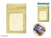 Craft Medley Zip-lock Laminated Poly Pouch 6pc w/Window - Gold