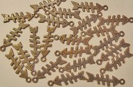 Metal Embellishments-Bronze Fish Skeletons